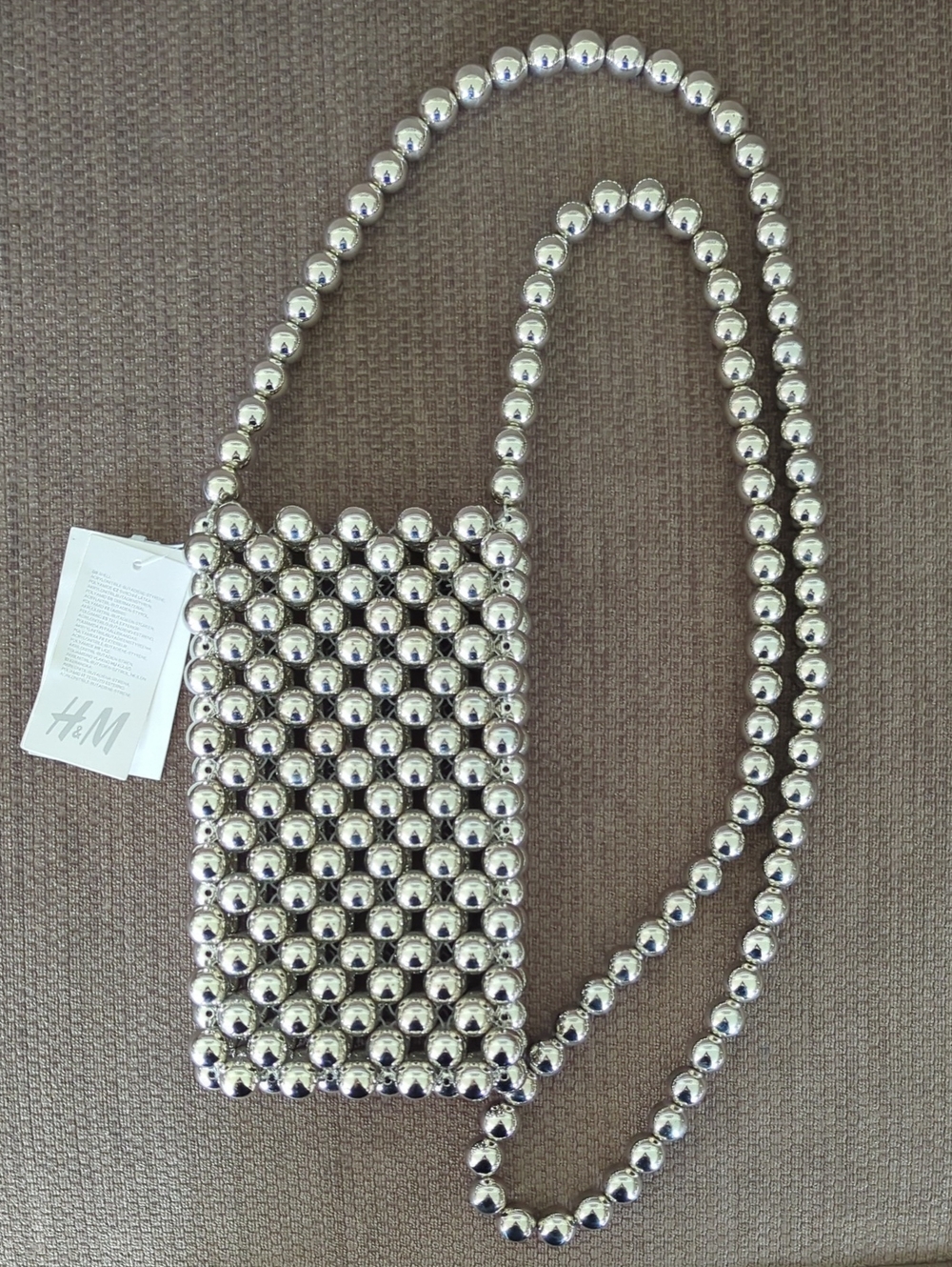 H&M Silver Metallic Ball Crossbody Bag/Phone Pouch NWT